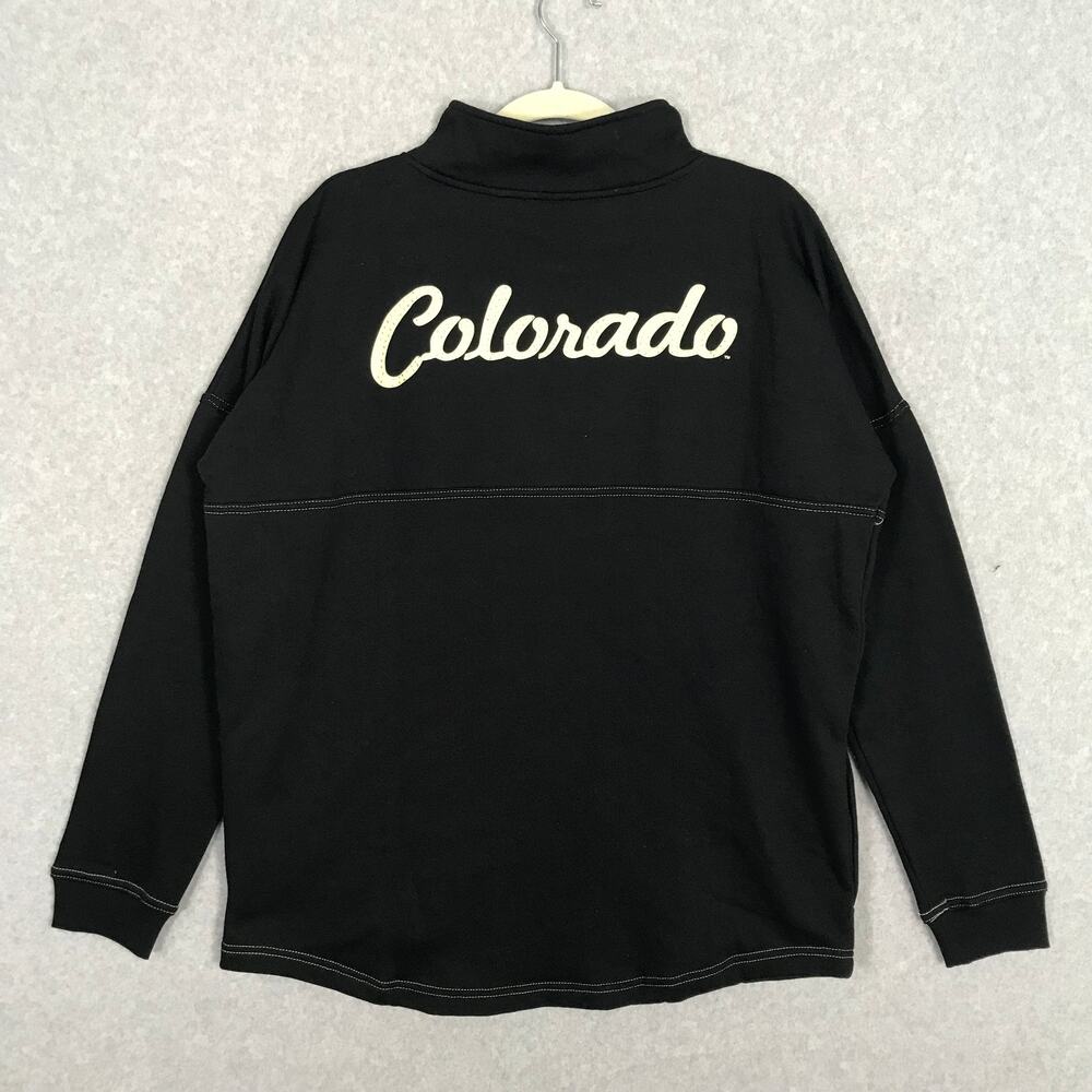 NEW Colorado Buffaloes 1/4 Zip Pullover‎ Sweatshirt Large Rhinestones Bling Glam